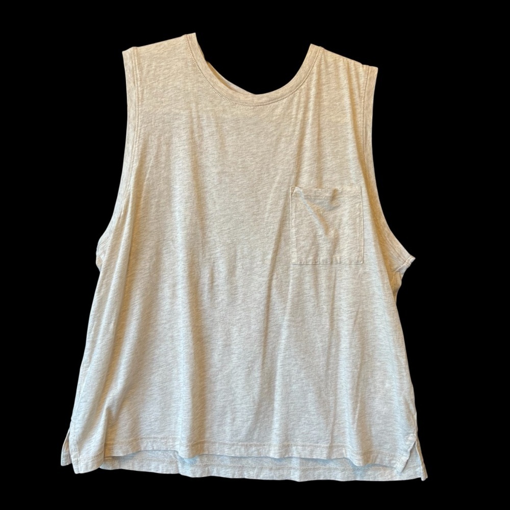 Joie tank top XL Oatmeal cream Wide strap Pocket Womens Cotton rayon Muscle tee